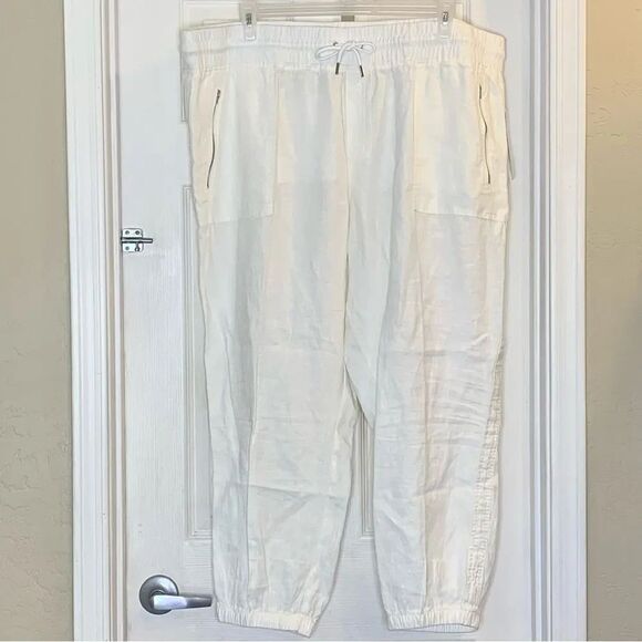Athleta Pants - Athleta Cabo Linen Jogger Pants White Plus Size 24